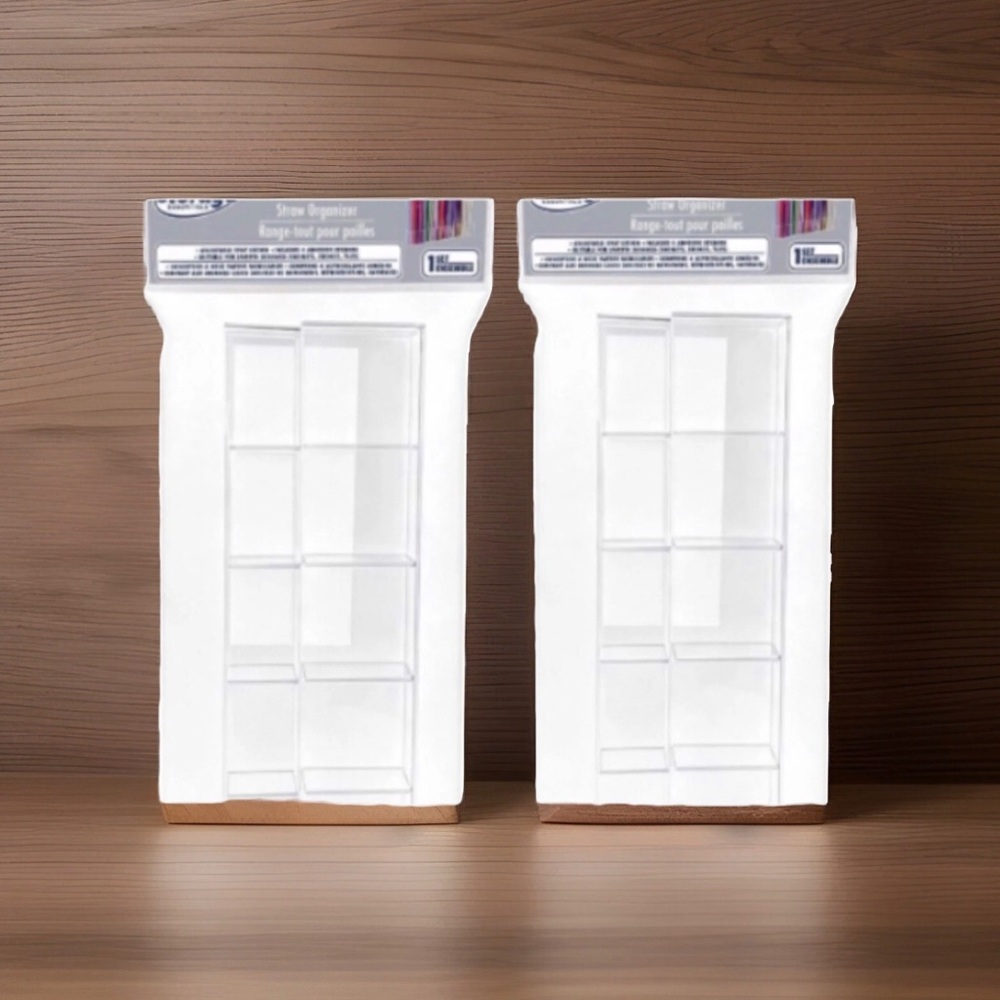 Storage Essentials Straw Organizer Transparent Straw Organizer Set of 2